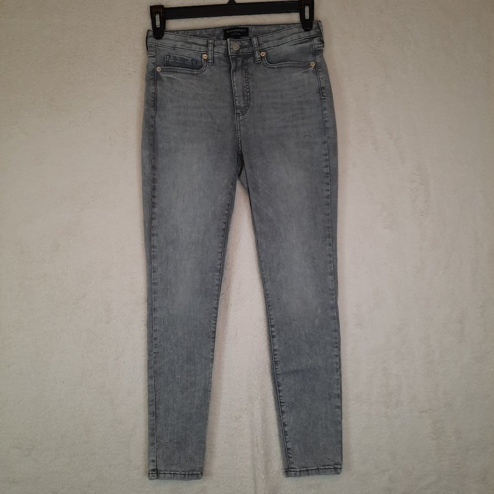 Banana Republic Jeans Womens 27/4 Mid Rise Curvy Skinny Grey Stretch Denim Zip